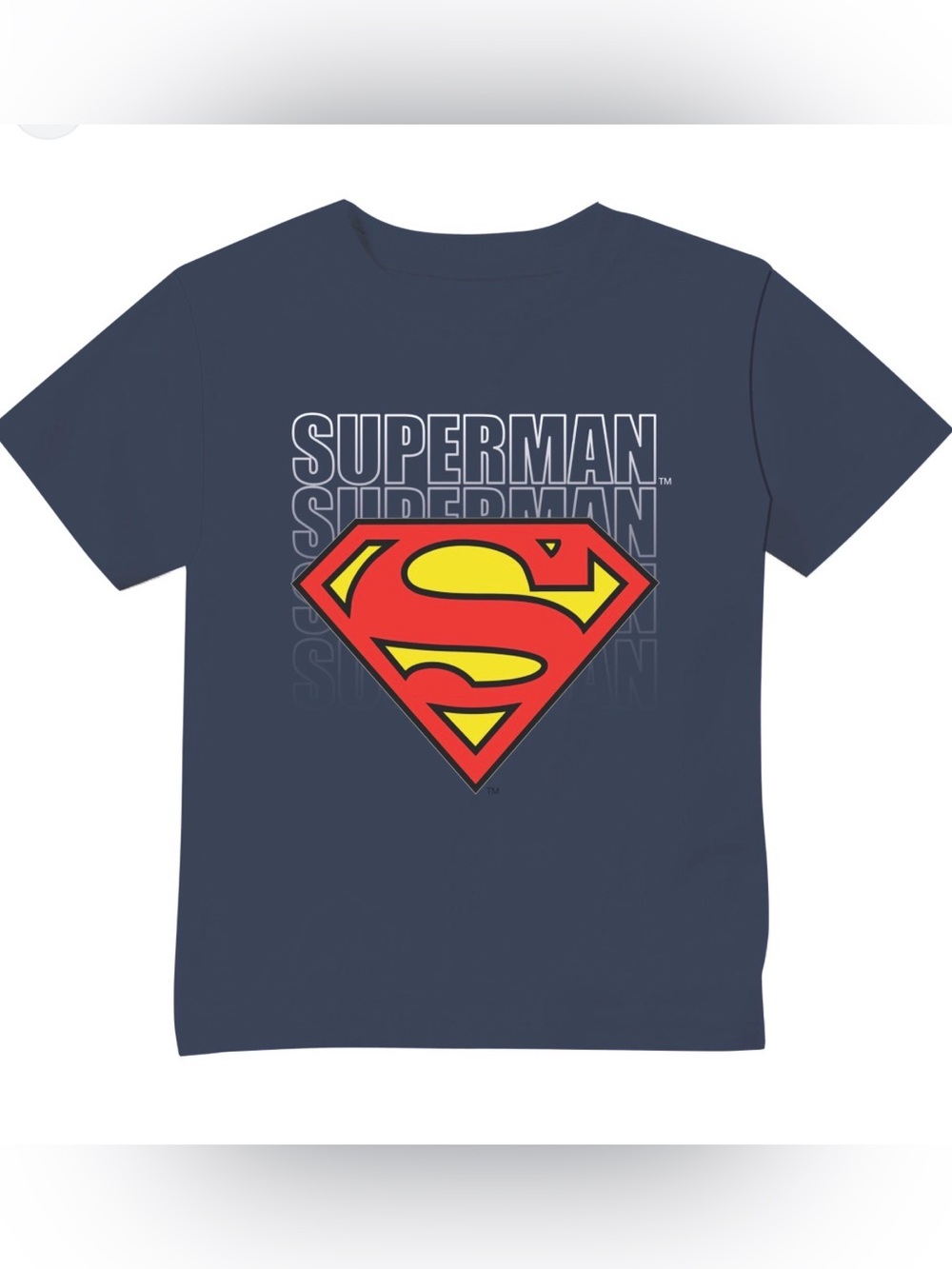DC Comics Navy Blue Superman Shield Tee with Red & Yellow Logo